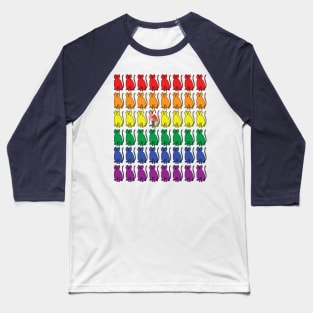 Cats in Rainbow Rows for Pride Baseball T-Shirt